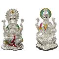 999 Pure Silver Ganesh & Lakshmi/Laxmi idol with Separate Stand